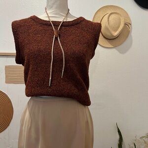 Handmade Orange Woven Hand Knit Summer Knit Vest Tank Top